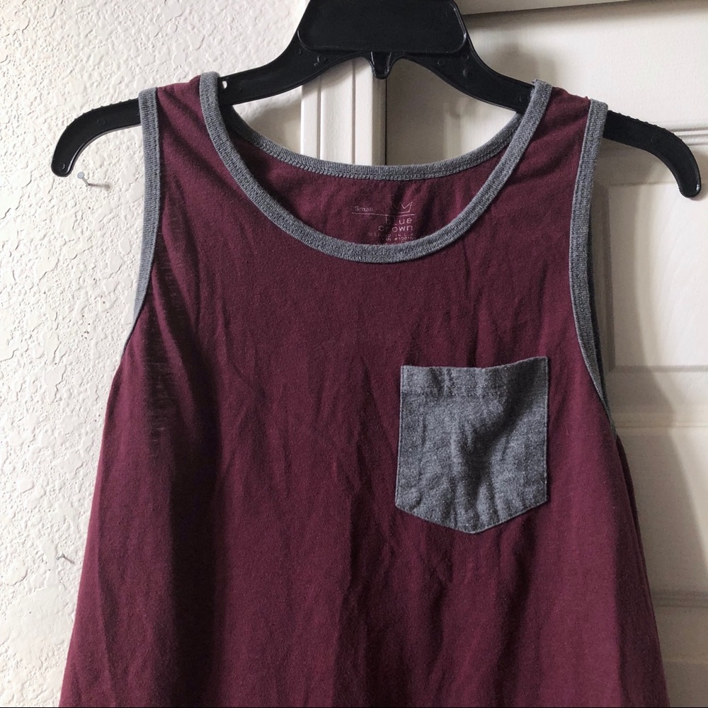 Men’s Blue Crown Maroon Pocket Tank Top